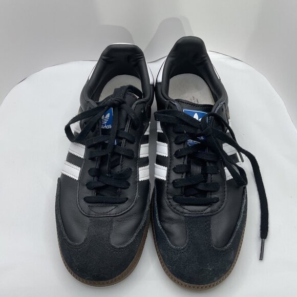 Adidas Samba Classic Black & White Leather Sneakers Mens Size 6.5 - Picture 1 of 5